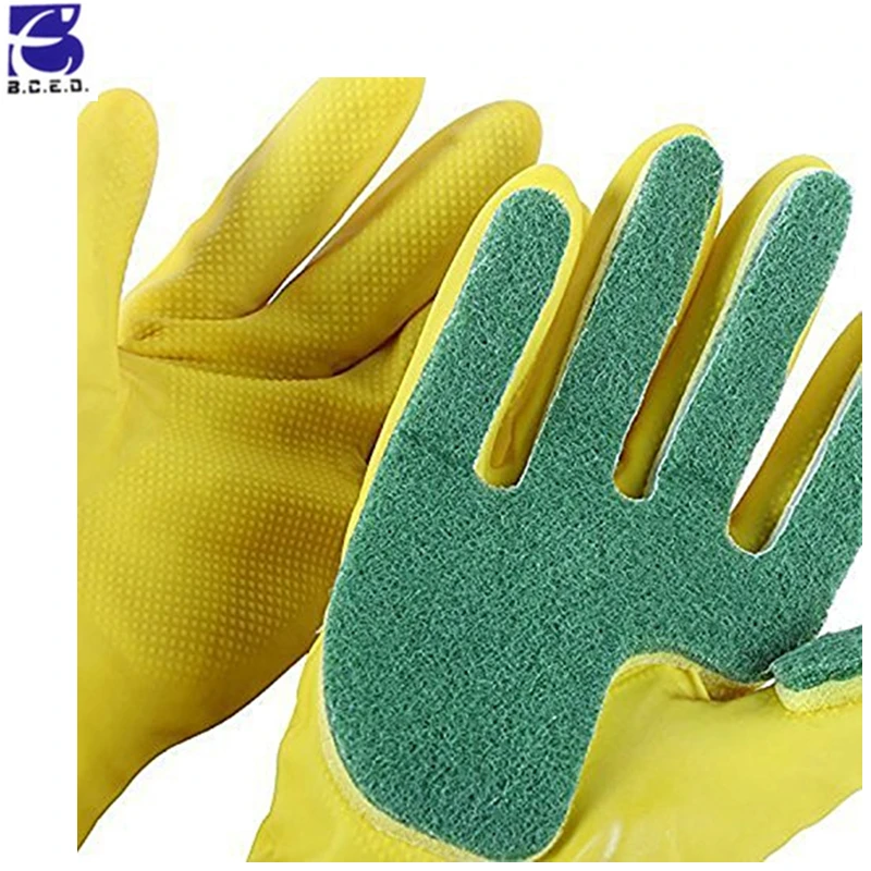 Waterproof Cleaning Sponge Washing Kitchen Gloves