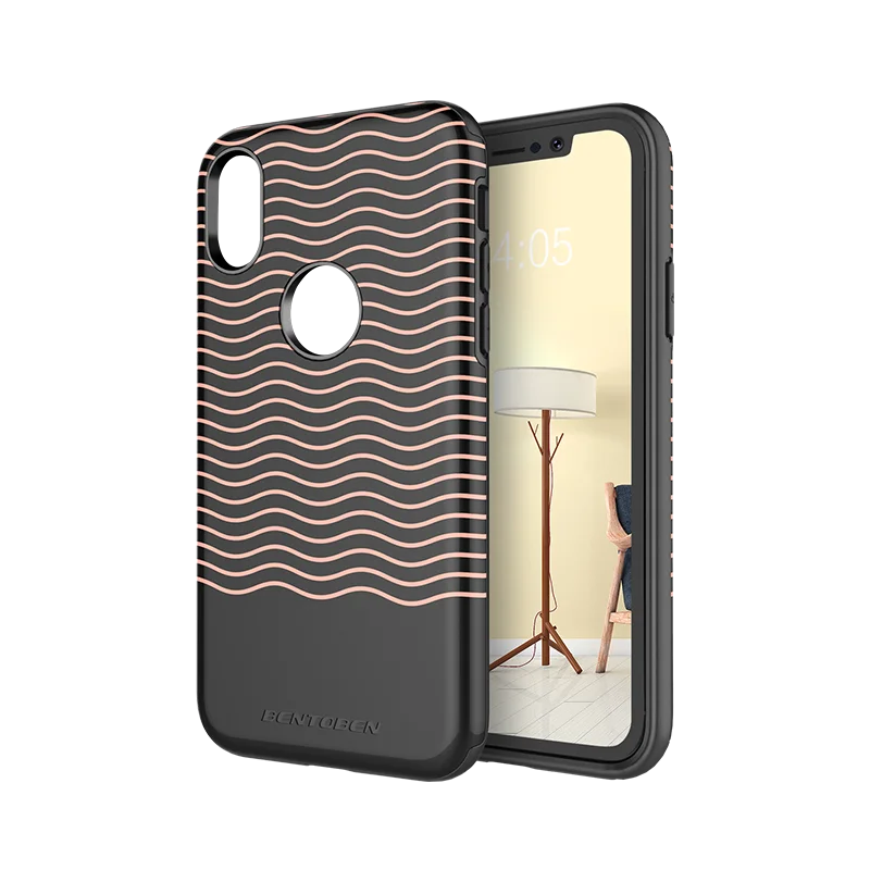 

2018 Bentoben Stripe slim shockproof protective case iphone x texture case for iphone X / XS 5.8, Black+stripe