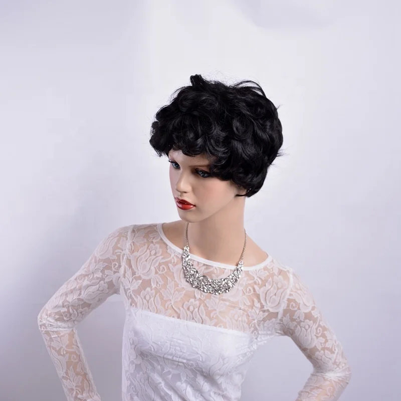 
AiShiLi Hair top quality Synthetic wigs natural wave short bob hair black loose curly hair for women 