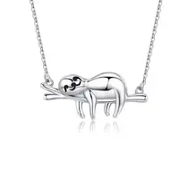 

Sloth Pendant Necklace Sterling Silver Slow Down Be Happy Slider Animal Necklaces for Women Teens Gifts for Sloth Lover