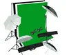 Photography/Video Studio Triple Light Kit with 9ft * 10ft Green Muslins Backdrops Background Support System with Case