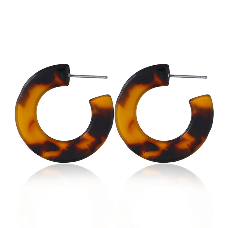 

Japan and Korea version simple lovely leopard printed earring geometric acrylic acid earring KL4036, White and black