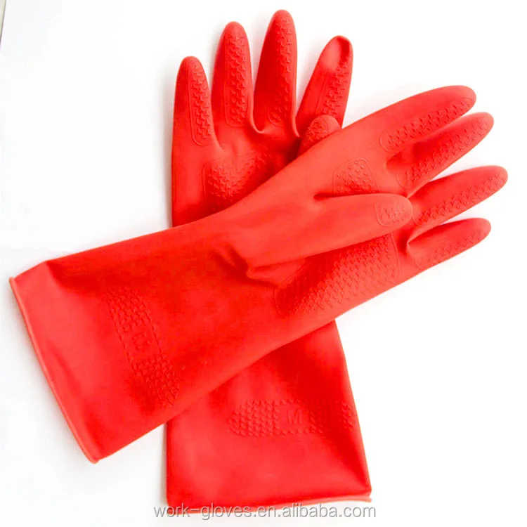 red cleaning gloves