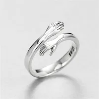 

Hot Selling 925 Silver Plated Jewelry Engrave Couple Gift Adjustable Love Hug Ring