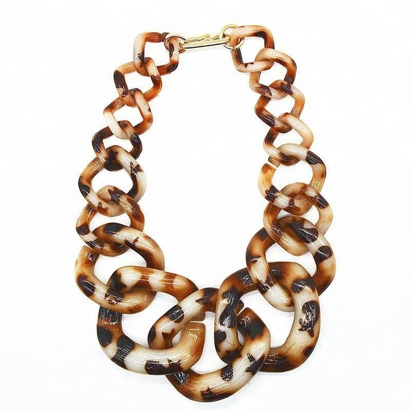 

Xus Western Exaggerated Long Plastic Acrylic Leopard Handmade Statement Necklace