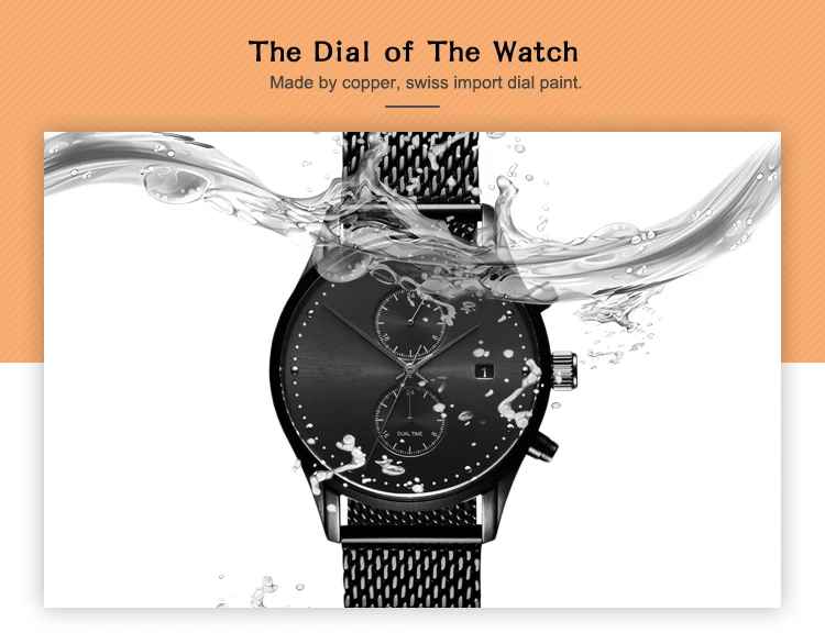 Men'S Fashion Stainless Steel Back Water Resistant Wristwatches Japanese Movement Quartz Watches Men Brand