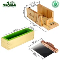 

NK-3 3pcs/set Adjustable Portable Wooden Soap Cutter Box,Stainless Steel Soap Cutter,Silicone Loaf Soap Mold With Wood Box