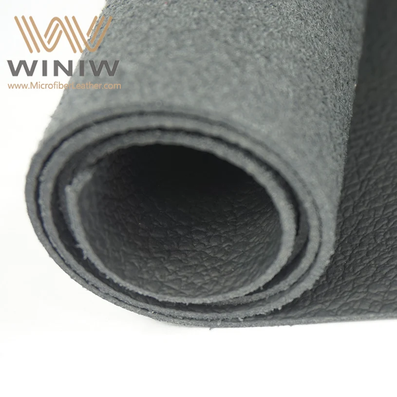Eco Friendly Embossed Customize BM Black Microfiber Leather for Automotive