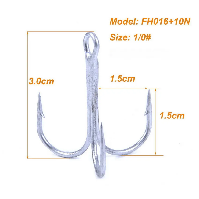 

100Pcs /Pack 1/0#Fishing Hook PERMA STEEL FISHHOOK Overstriking Antirust Fishing Tackle High Carbon Steel Treble Hook, As pics