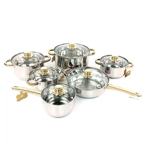 Image of Best price of different type cookware set cooking pot 12 piece stainless steel cookware sets