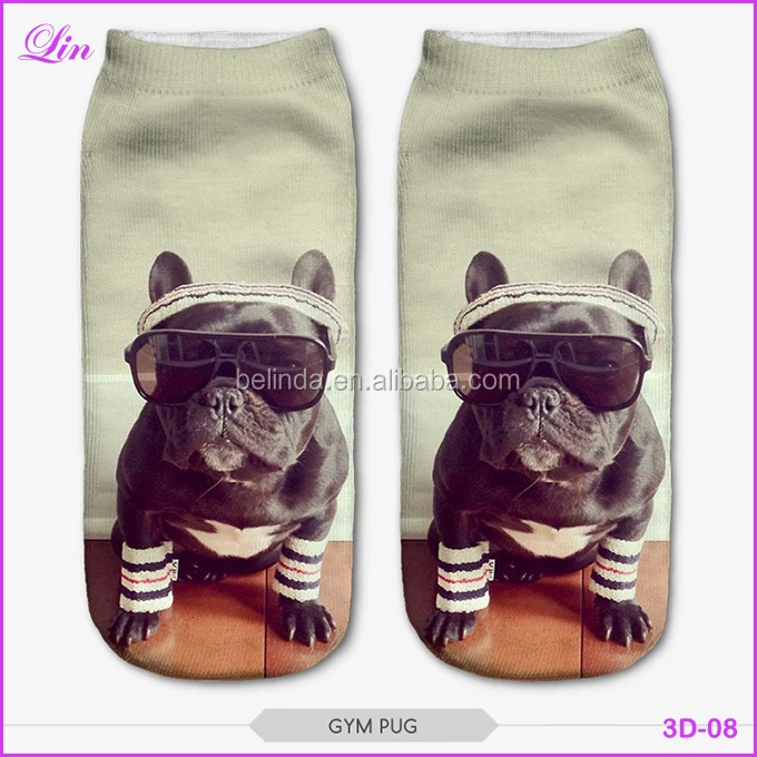 

Free Shipping by DHL/FEDEX/SF GYM PUG 3D Print Women Casual cartoon Socks