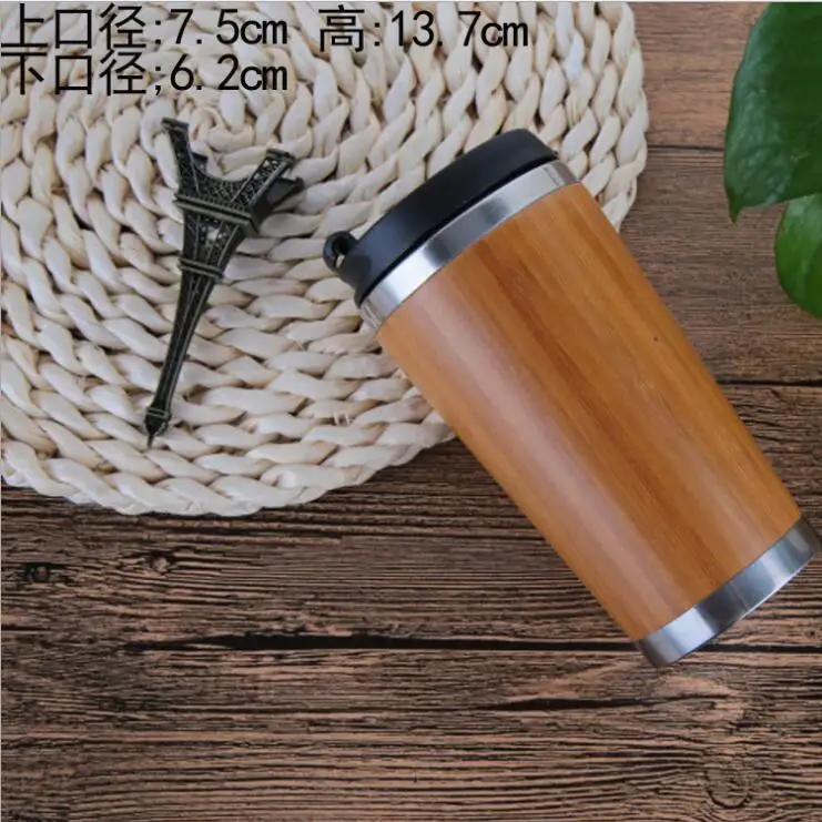

Custom logo stainless steel bamboo cup,100% natural bamboo thermos, Bamboo color