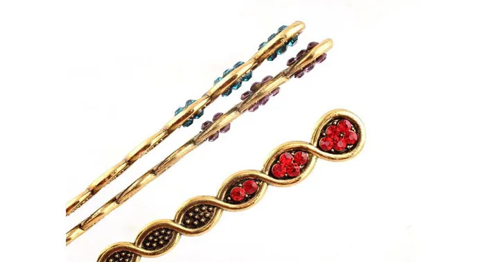 retro bunished gold plated hair pin women spiral fashion tattoo hair jewelry