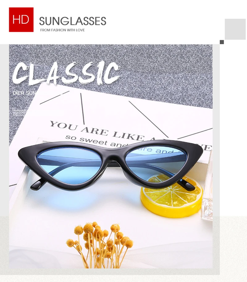 Stylish Triangle PC Frame Cat 3 UV400 Women Shades Oculos Sunglasses