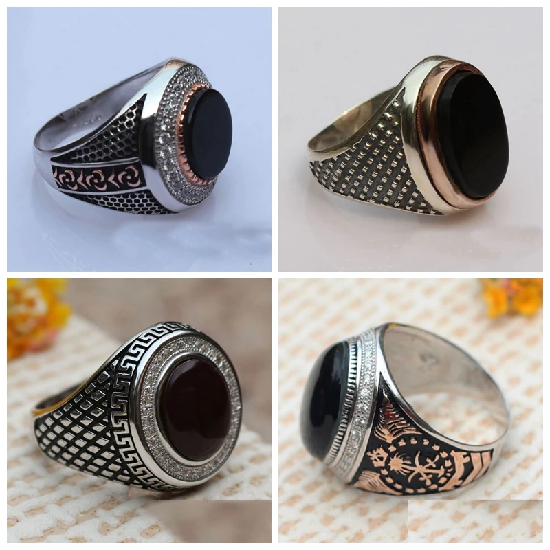 Fashion Jewelry 925 Sterling Silver Black Stone Ring Designs For Men ...