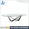 14 seat sliver stainless steel dining set with glass top