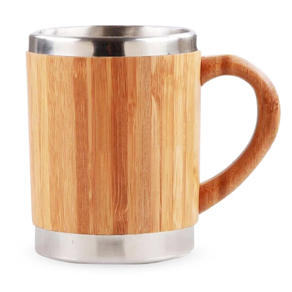 

2021 Custom bamboo cup stainless steel inner thermos cups
