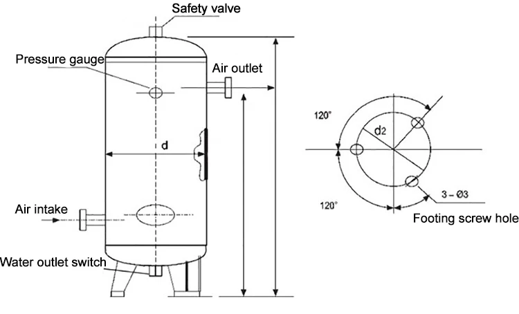 Hot Selling Kaishan Air Tank 1000L For 10Bar Air Compressor Pressure Vessel