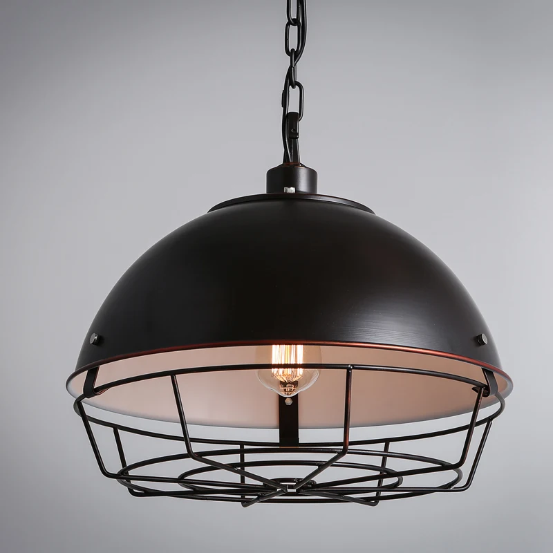 

Simig lighting decorative vintage American style retro loft creative iron indoor E27 pendant light, Black,silver