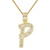 Iced Out Custom Letter P Baguette Initial Letter Pendant Jewelry
