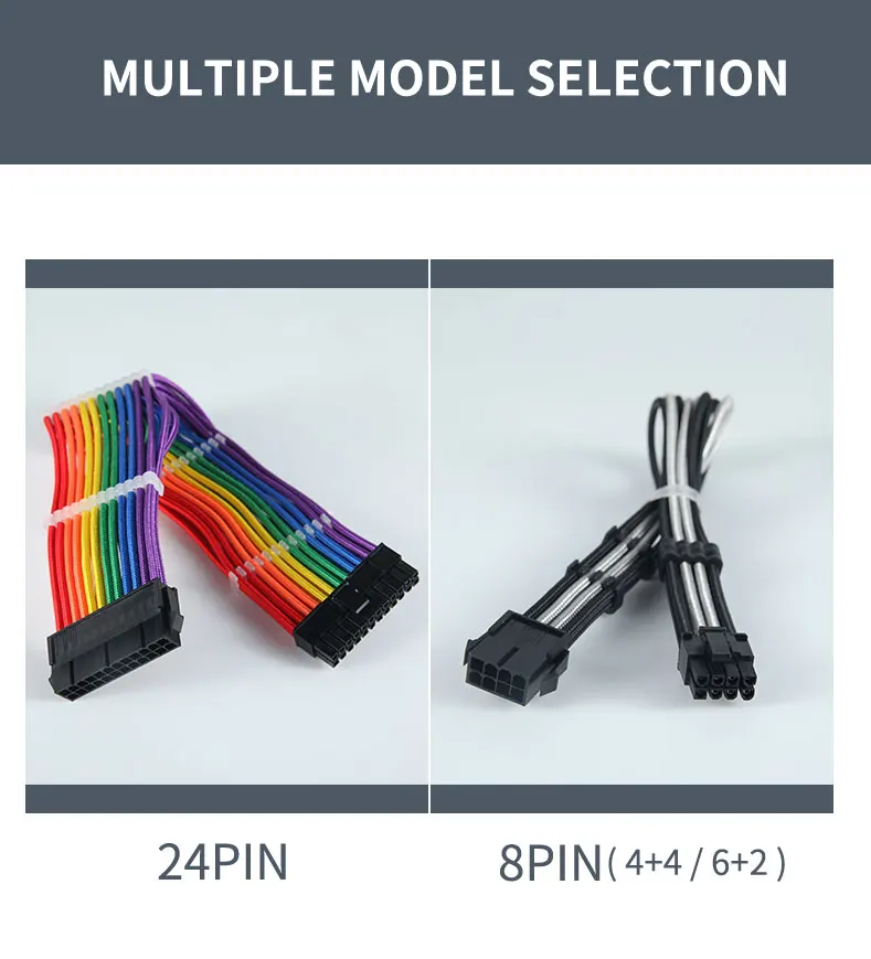 Single Sleeve EPS 24 Pin Cable with white Sleeving cable - ANKUX.COM