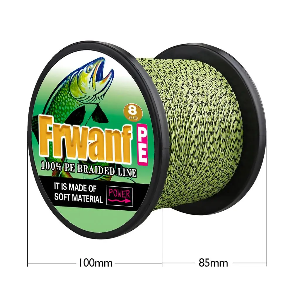 

Wholesale price newest sport camouflage invisibility multifilament 8 strand 6-100lb PE braid fishing line fishing tackle line, Black + white
