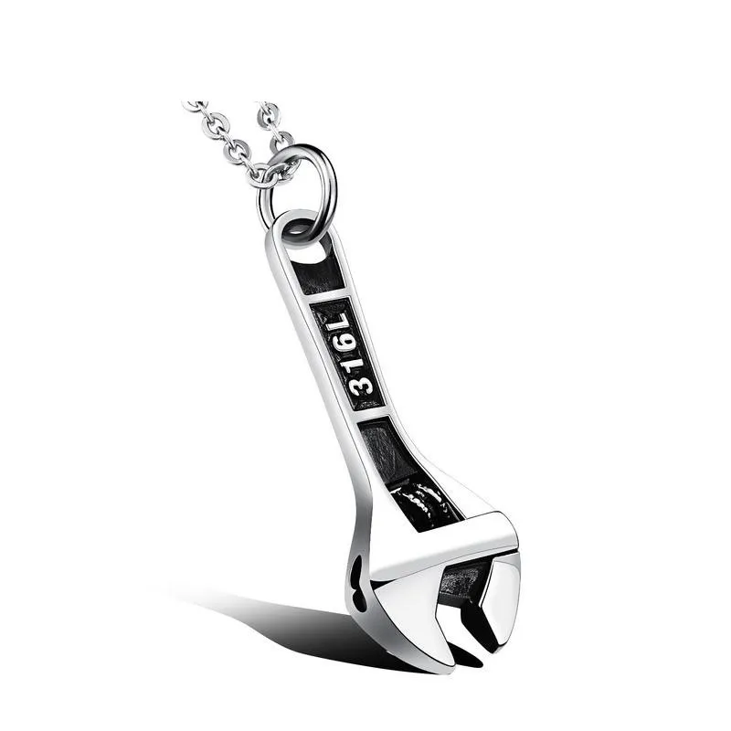 

316L stainless steel punk style wrench pendant necklace for man