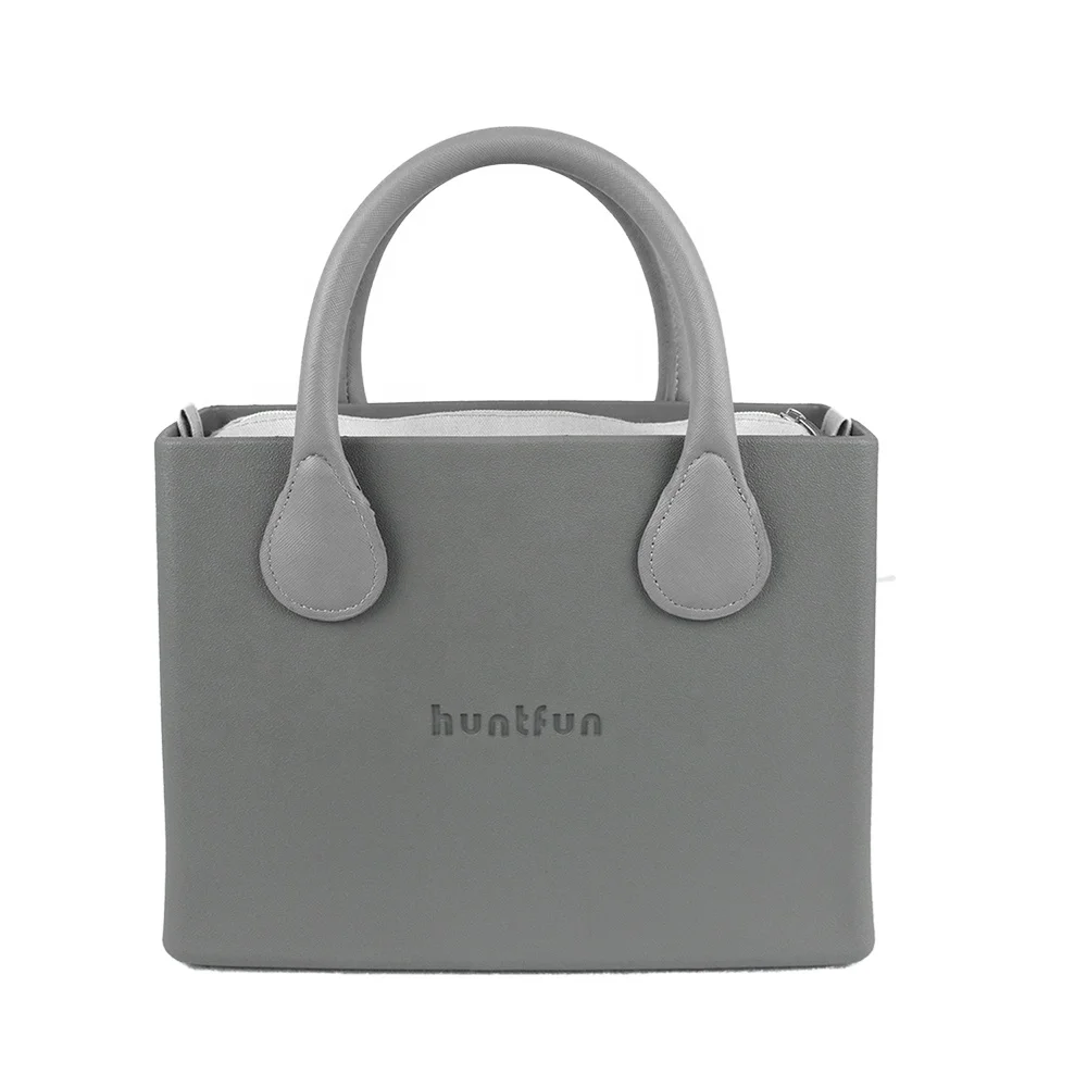 

2019 O bag Style Rubber Silicone EVA Square bag with leather handle women handbags