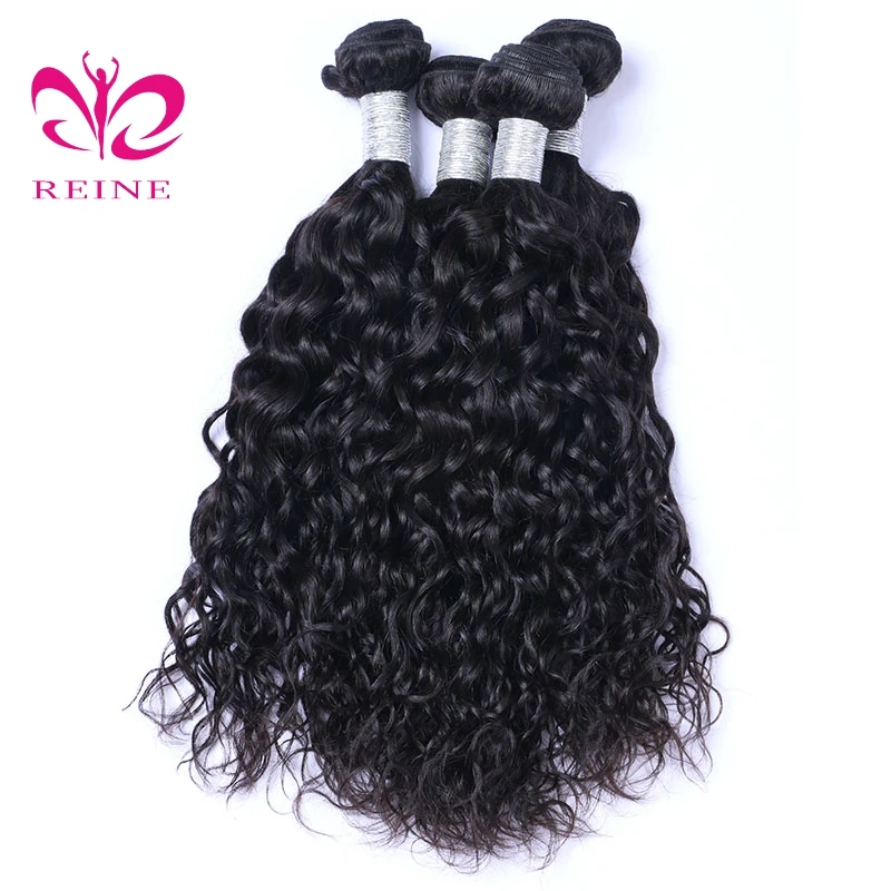 

REINE Hair Water Wave Bundles With Closure Brazilian Hair Weave Bundles With Closure Remy Human Hair 3 Bundles With Closure