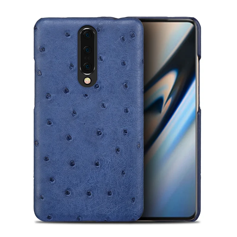 

LANGSIDI Genuine Ostrich Skin Leather case for oneplus 7 phone case Luxury natural Ostrich back covers