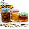 Clear Round Glass Honey Jam Canning Jars with Tinplate Lids