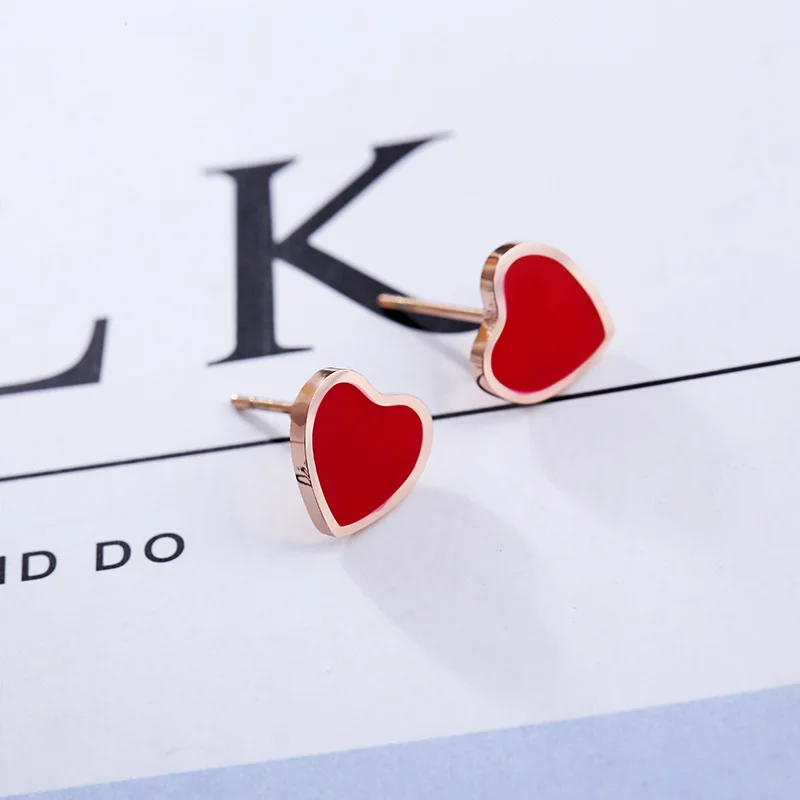 

Classic Cute Heart Lovely Earring For Women Unique Stud Earrings Stainless Steel Earrings Jewelry (KSS208), Same as the picture