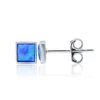 POLIVA Fashion Cheap 925 Sterling Silver Simple Square Newest Silver Blue Fire Opal Stone Stud Earrings