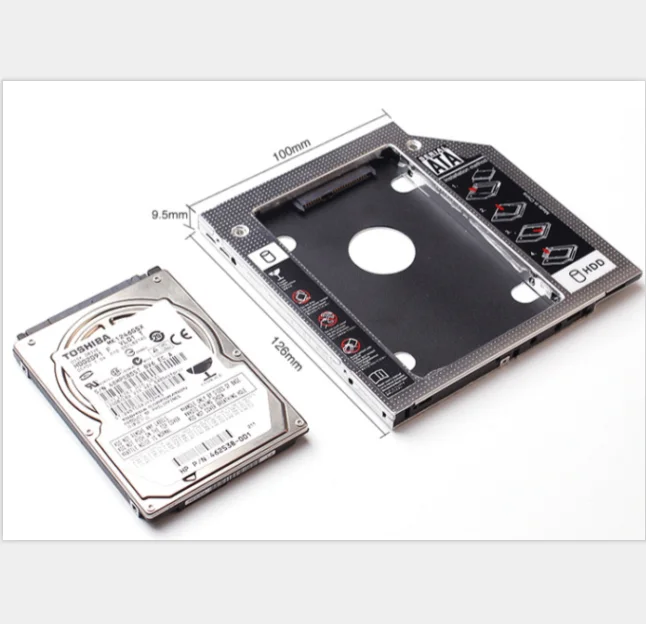 

Wholesale 9.5MM HDD Caddy 2nd 2.5" Hard Drive Disk Caddy SATA SSD Rack, Black&silver