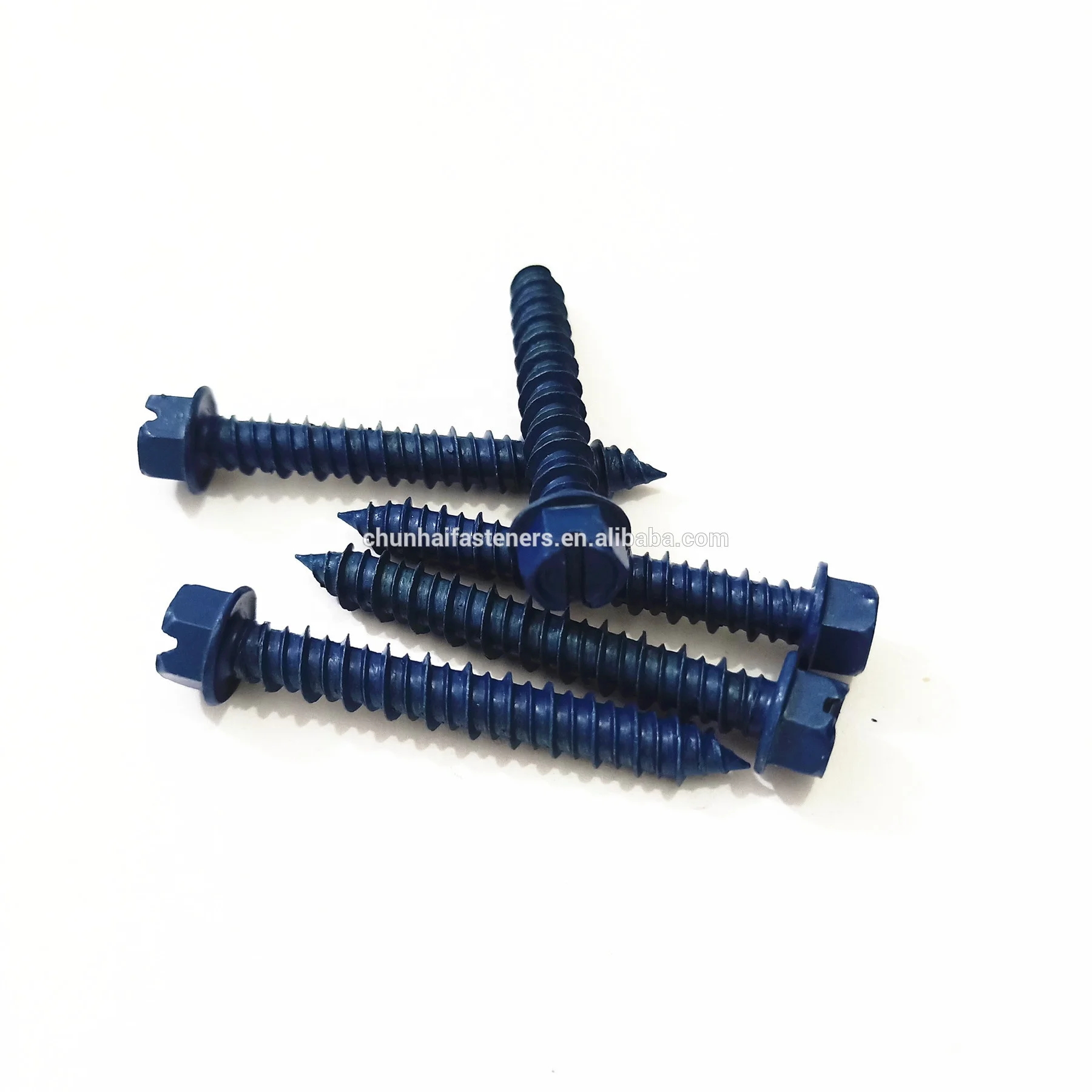 
farmer head hex slotted self tapping screws blue ruspert 1000hrs china screws factory with EPDM washers 