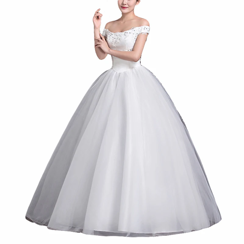 

New Arrive Off Shoulder A-line Gown, White
