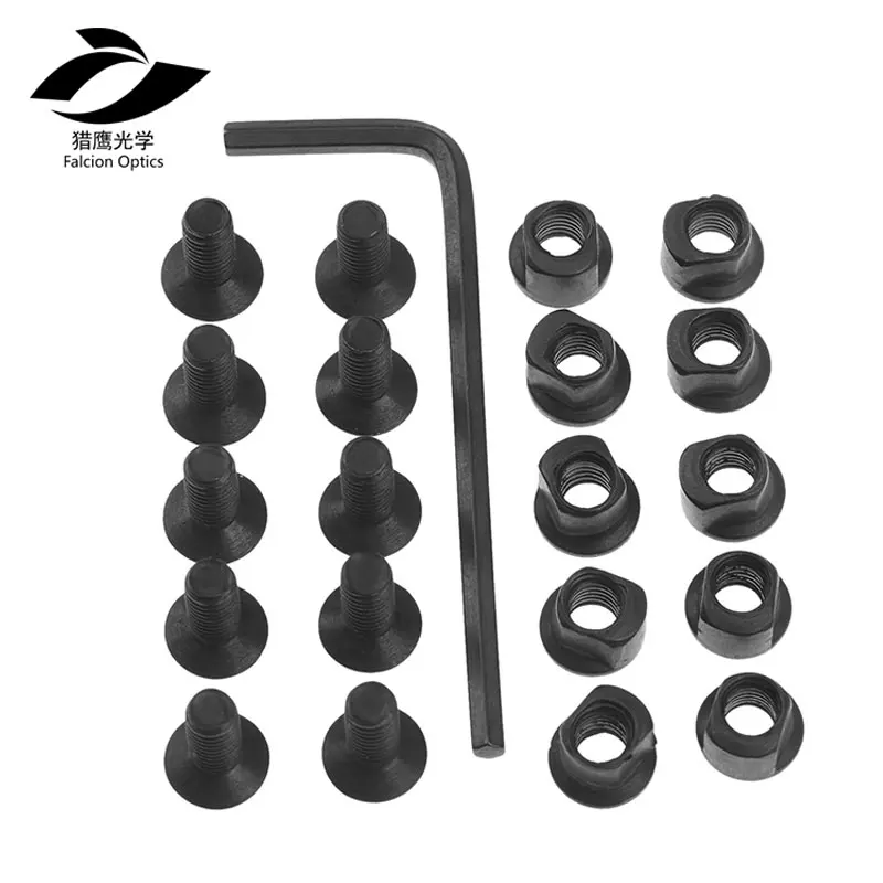 

10 Sets /Bag Hunting Replacement Set for Keymod Rail Sections Steel KeyMod Rail Screws and Nuts With Allen Wrench, Black