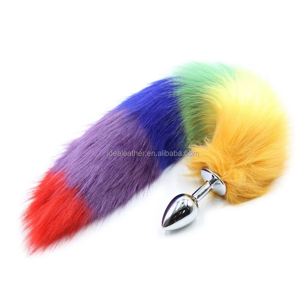 Colorful Fox Tail Butt Plugs Bondage Sex Toys Stainles