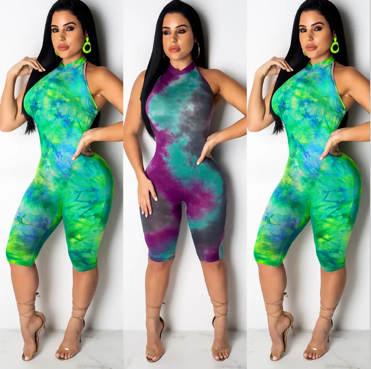 

Women Clothing 2019 Sleeveless Clubwear Round Neck Bodycon Short Romper Set Open Back Jumpsuits, Shown