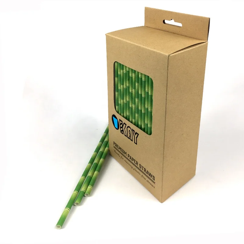 

200 Compostable Amazon Top Seller 2021 Biodegradable Eco friendly Drinking Paper Bamboo Straws Single Use