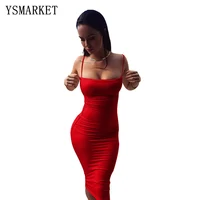 

Fashion Mid-calf Bodycon Dress Sexy Women Strapless Sheath Party Club Elegant Dress EJZ109