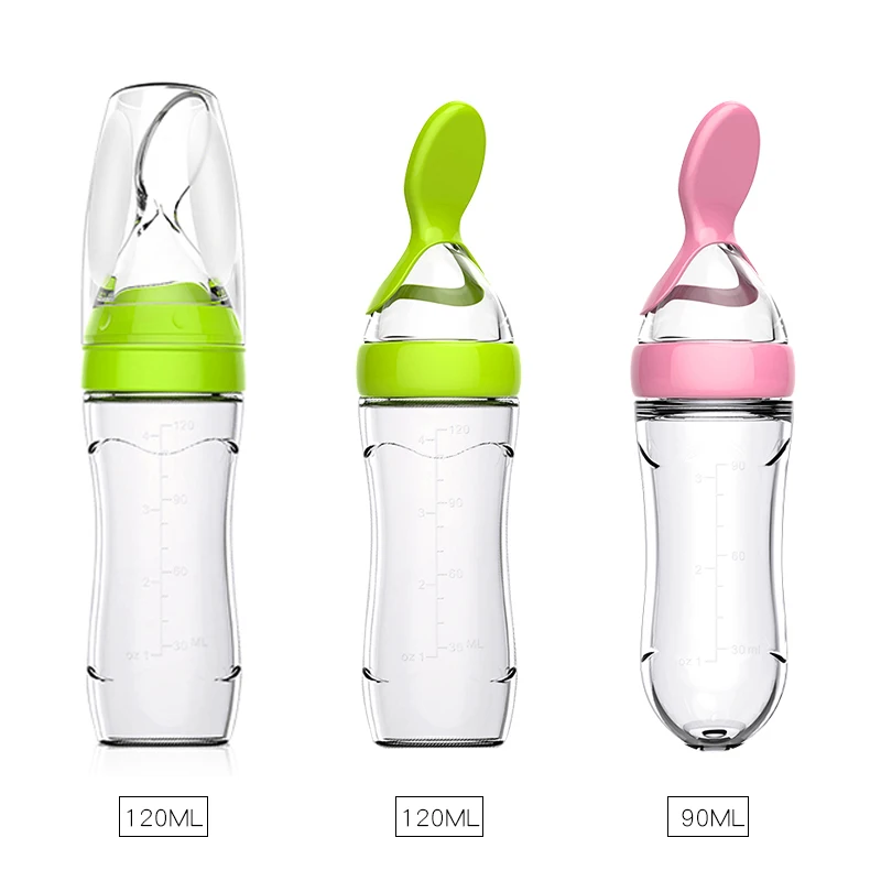 Silicone Baby Food Dispensing Spoon Silicone Baby Feeding Bottle