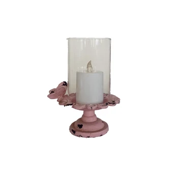 Wholesale Cast Iron Metal Decorative Butterfly Glass Candle Holder