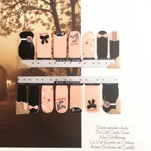 Lovely Bow Nail Arts Sticker 14 pcs set Waterproof Nail Decal Art Sticker Gel Polish Manicure