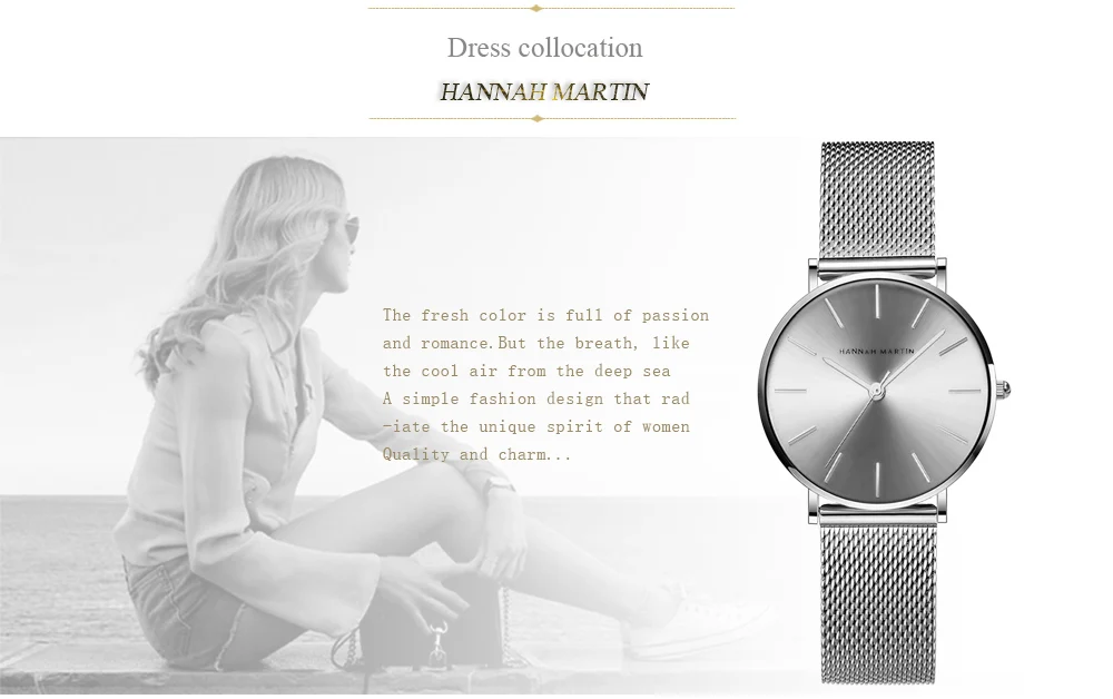 watch fashion mesh stainless steel bracelet custom logo private label lady  minimalist watch