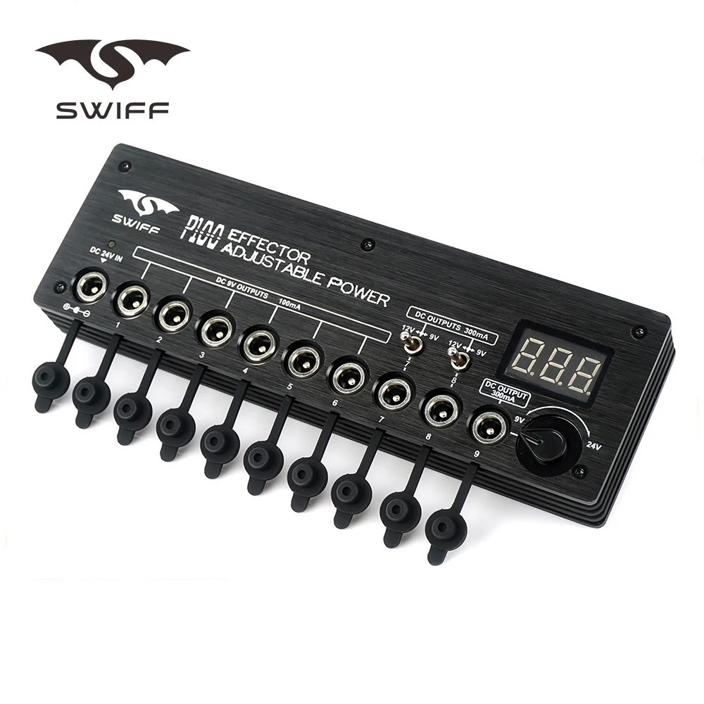 

20mm Ultra slim design Match 9V to 24V Voltage P100 Pro Effector Adjustable Power Guitar Effects Power supply, Black