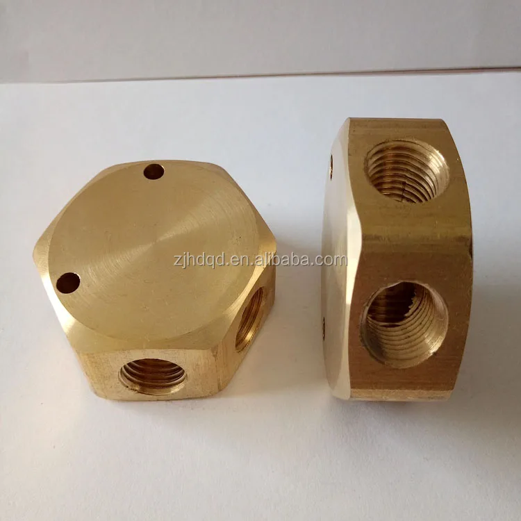 1/8" 1/4" Npt Brass Square Tube Manifold Connector,Hexagon Four