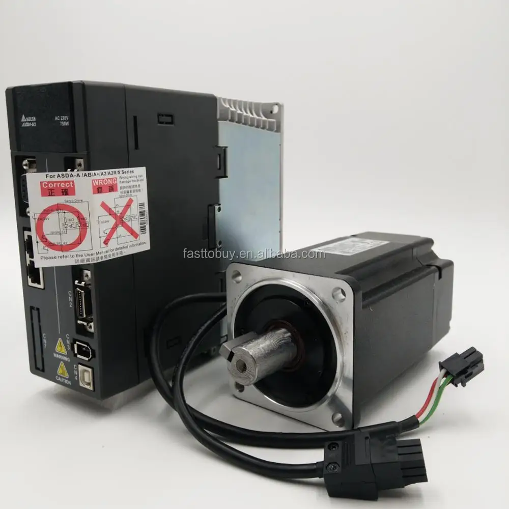 Delta 0.75kw Ac Servo Motor Ecmac10807rs+asda20721m Delta Asd Servo
