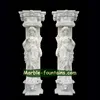 hand carving pillar angel statue and lion head marble column for outdoor gate decoration