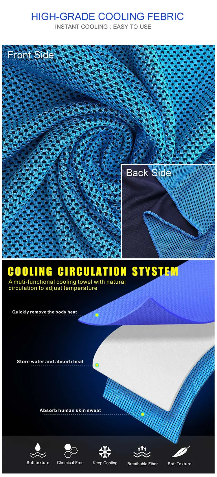 Custom Logo Colorful Printed Sweat Absorption Sport Gym Instant Cool Cooling Towel